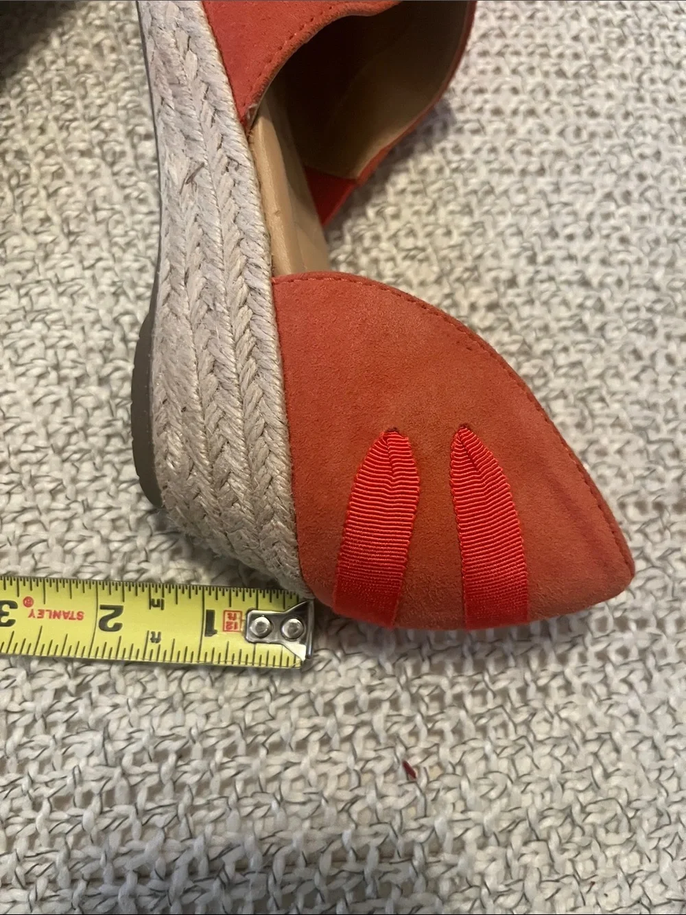 me too Women's Netta Orange Suede Leather Ribbon Wedge Heel Slip On Shie Sz 8